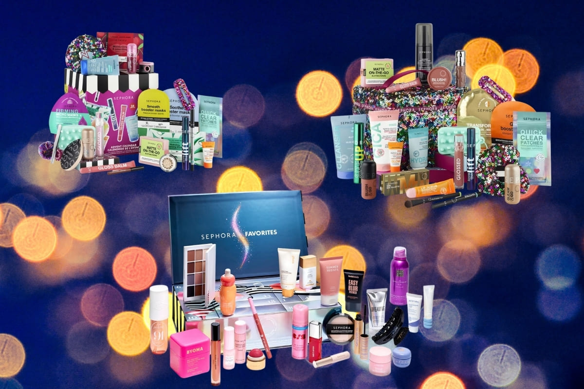 Calendrier de l'Avent Sephora ouvert avec ses cases de produits de beauté