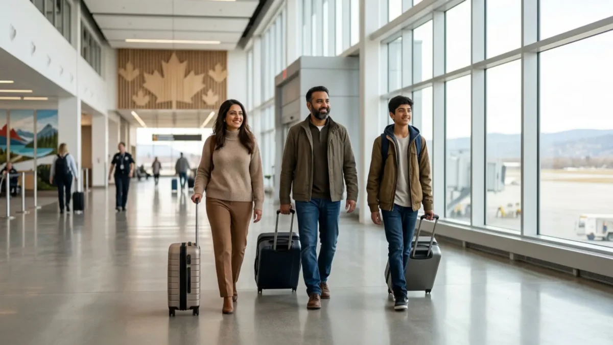 Dossier d'assurance Canada voyage posé près d'un passeport et d'une valise